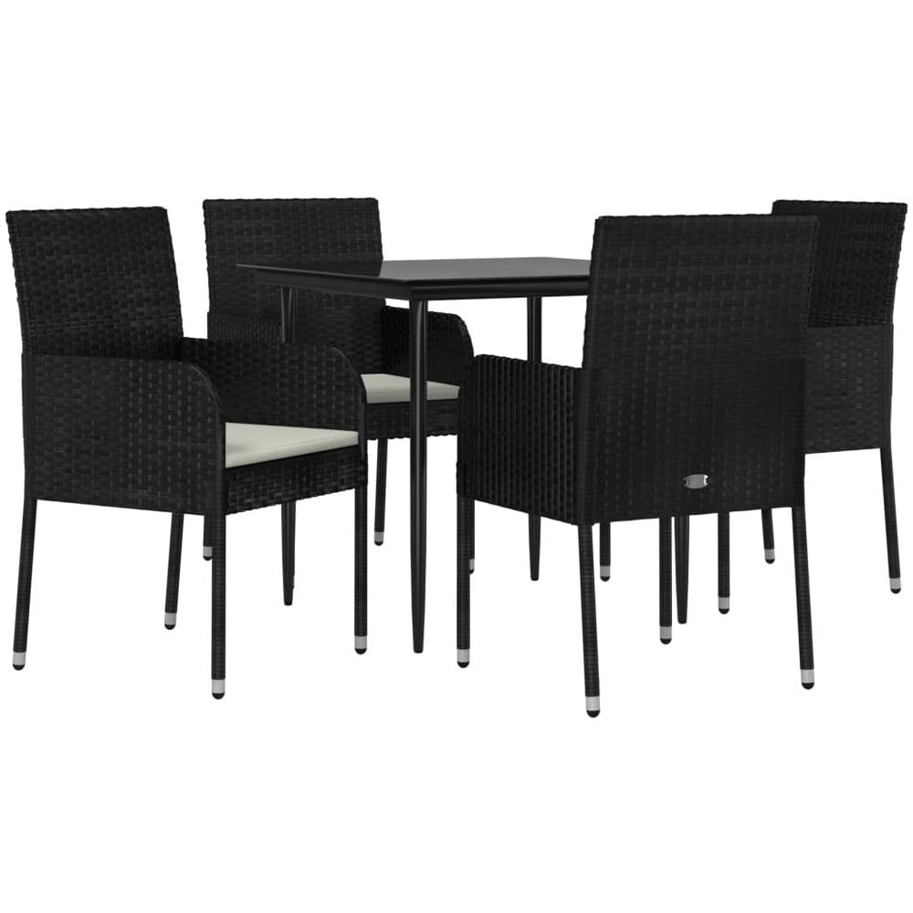 Set Da Pranzo Da Giardino 5 Pz Nero Con Cuscini In Polyrattan - Foto 3