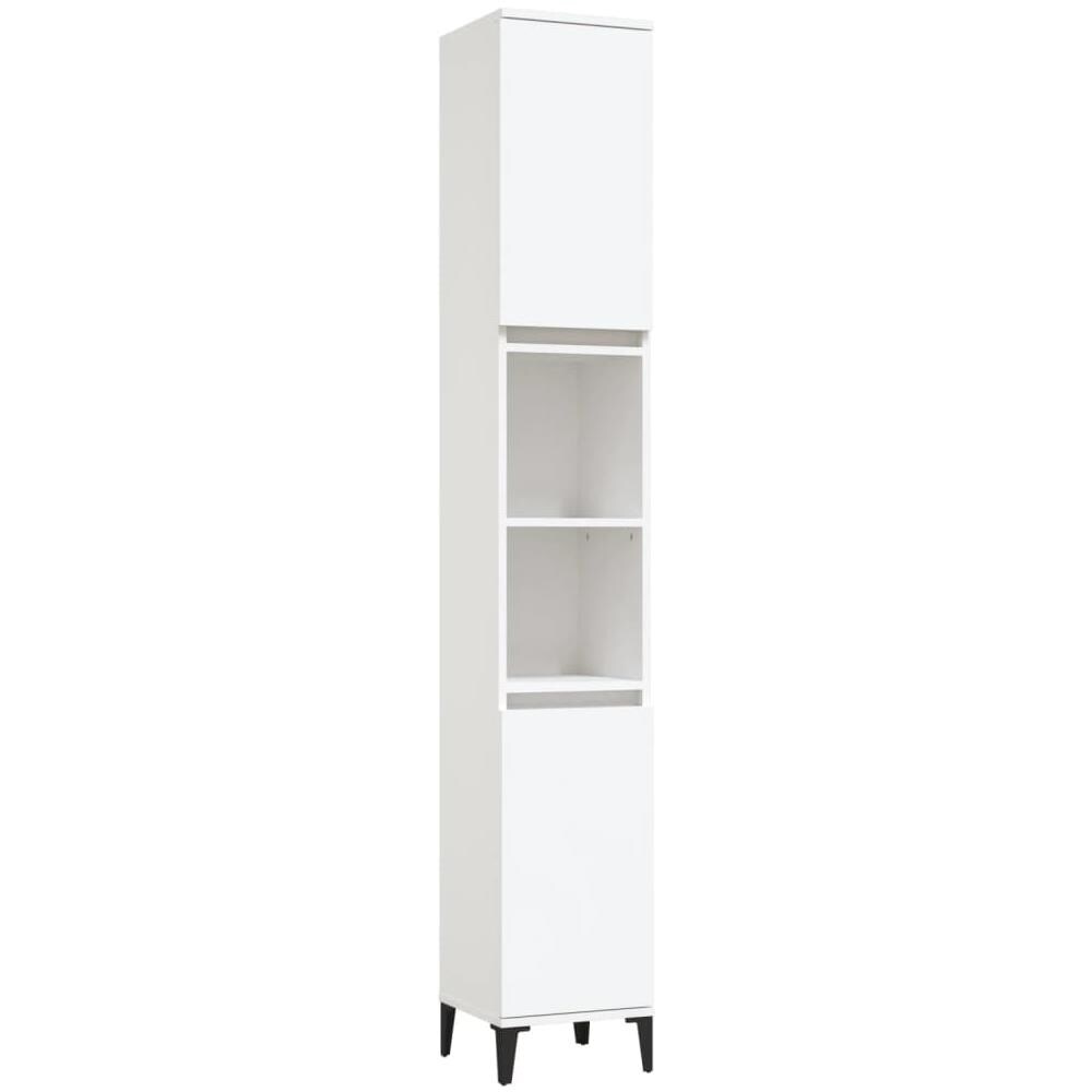 Armadietto Da Bagno Bianco 30x30x190 Cm In Legno Multistrato - Foto 1