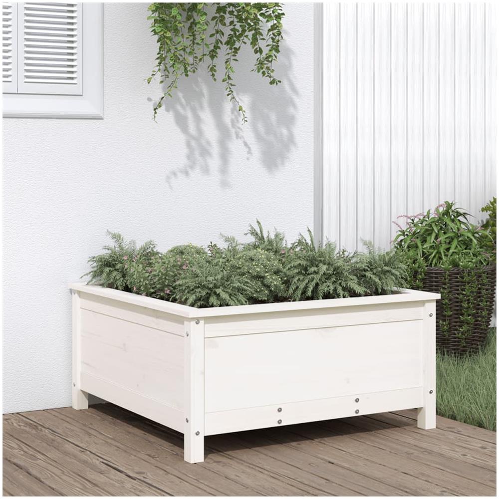 Fioriera Da Giardino Bianca 82,5x82,5x39cm Legno Massello Pino - Foto 1