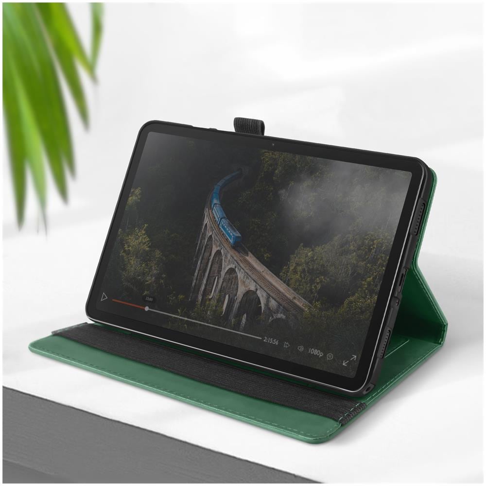 Custodia Per Samsung Tab A9 Plus Portafoglio Multiscomparto Supporto Video Verde - Foto 2