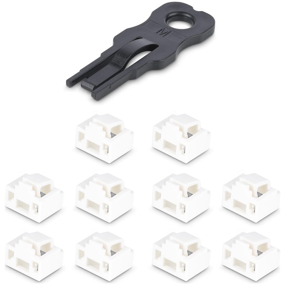 Blocco per porte RJ45 - 10 pezzi con chiave di sicurezza, copertura antipolvere, protezione riutilizzabile per porte Ethernet /LAN, protezione antipolvere RJ45 a scatto per server /switch /prese - Foto 5