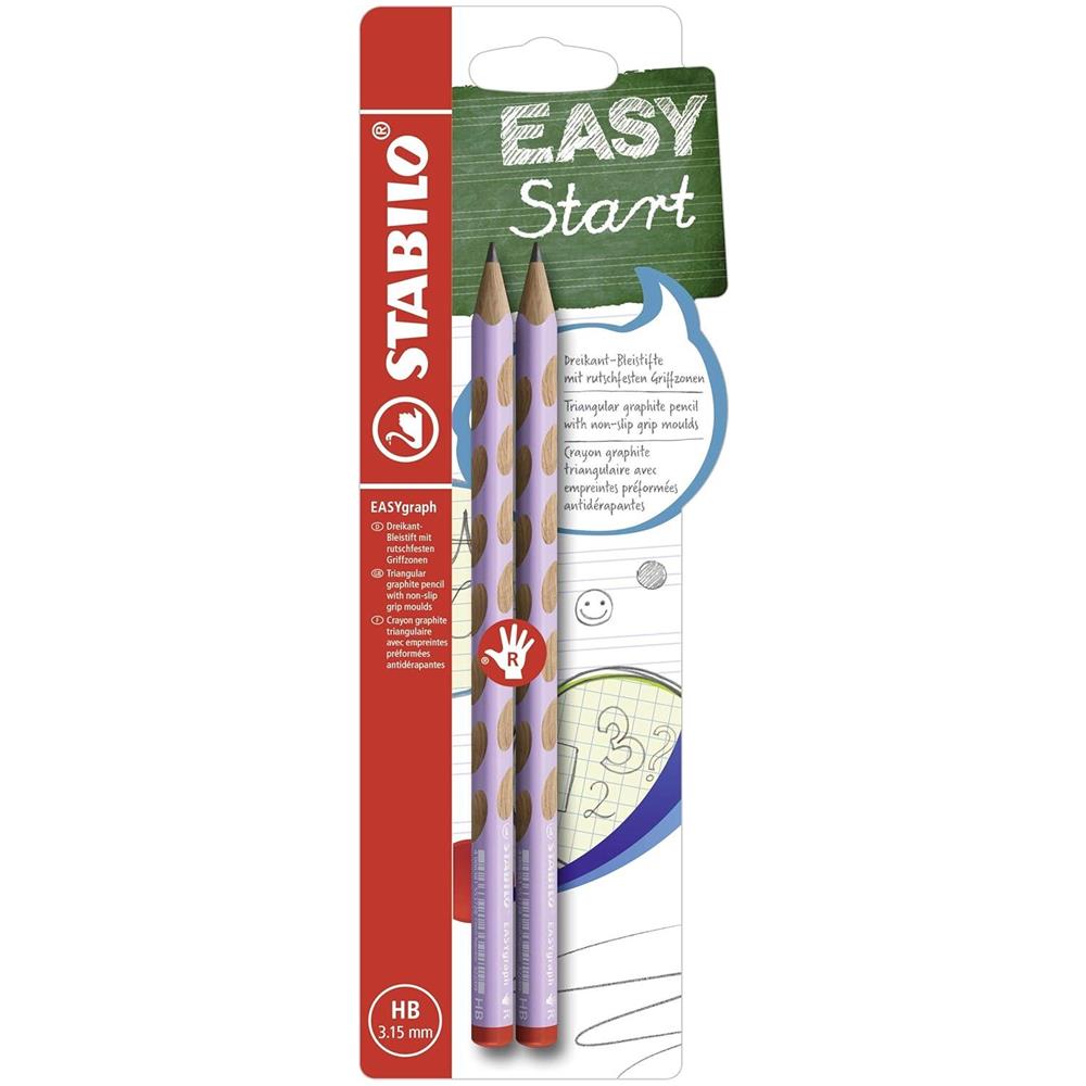 EASYgraph - Matita Ergonomica triangolare - per Destrimani - Lilla Pastel - Pack da 2 - Gradazione HB - Foto 1