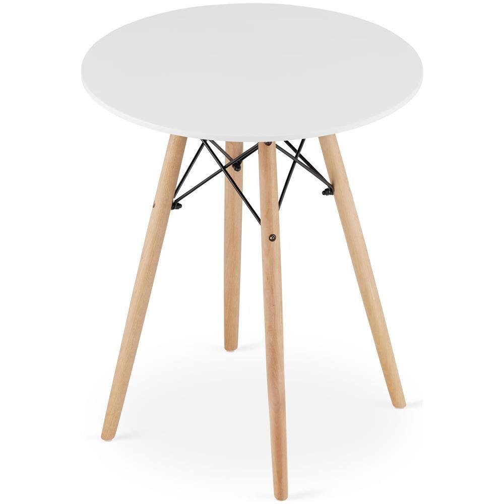 Tavolo rotondo KOVA con gambe in faggio bianco 60 cm - Foto 4