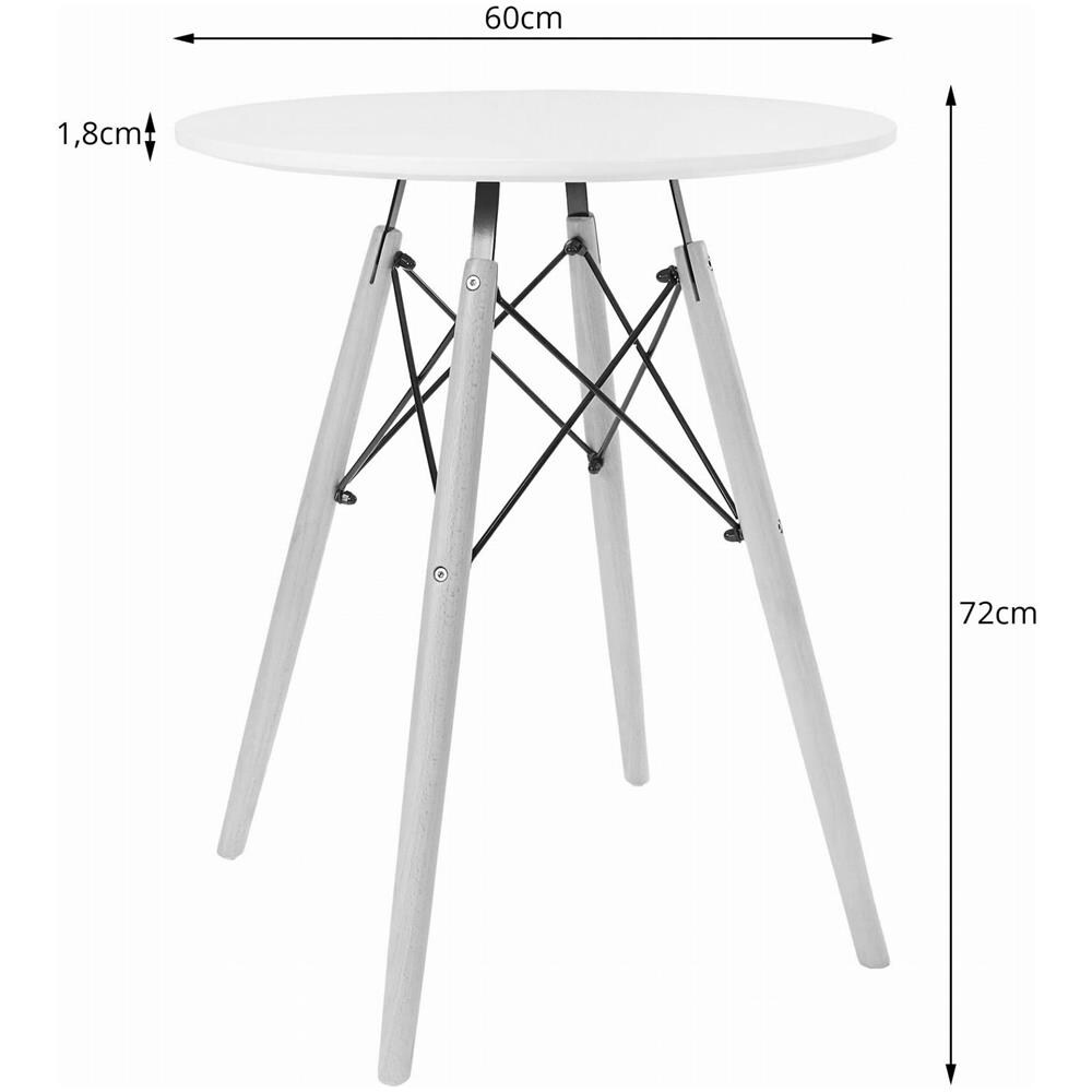 Tavolo rotondo KOVA con gambe in faggio bianco 60 cm - Foto 2