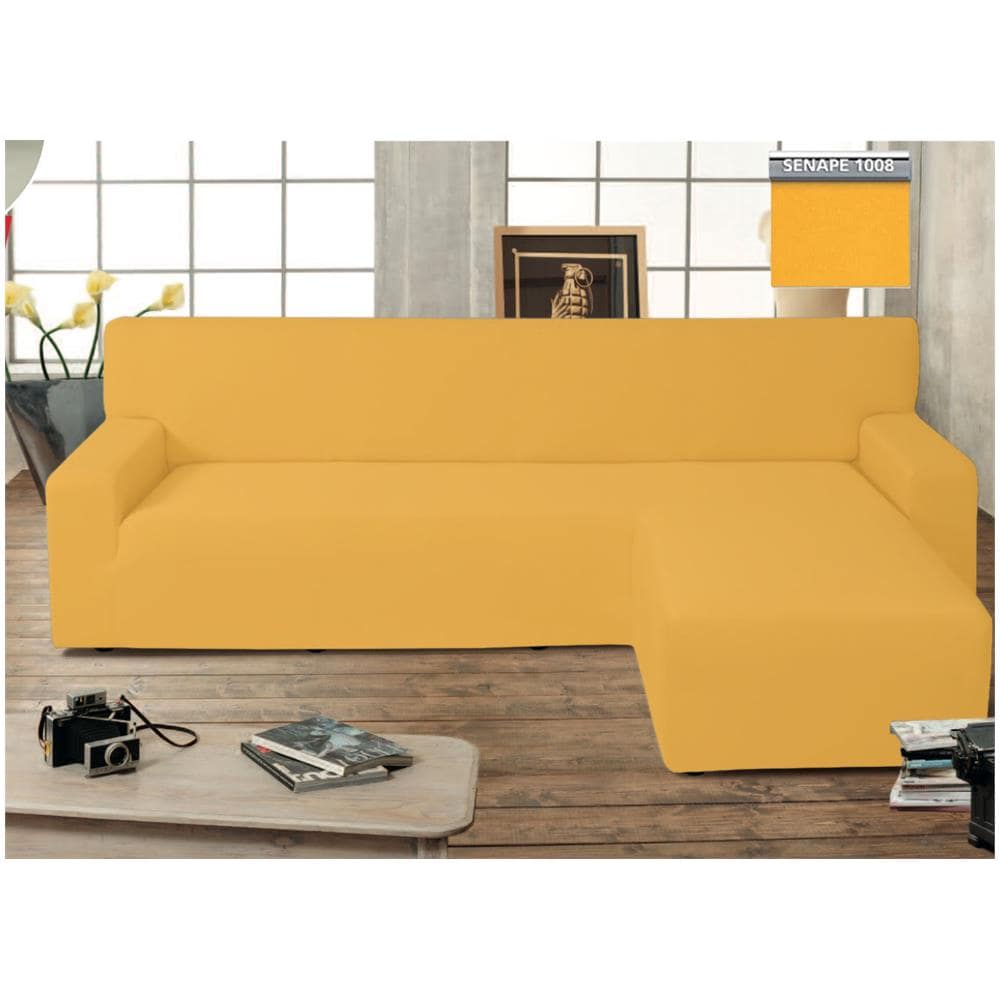 Copridivano Genius Con Penisola Chaise Longue Modello Swing Colore Senape Destra Senape - Foto 1