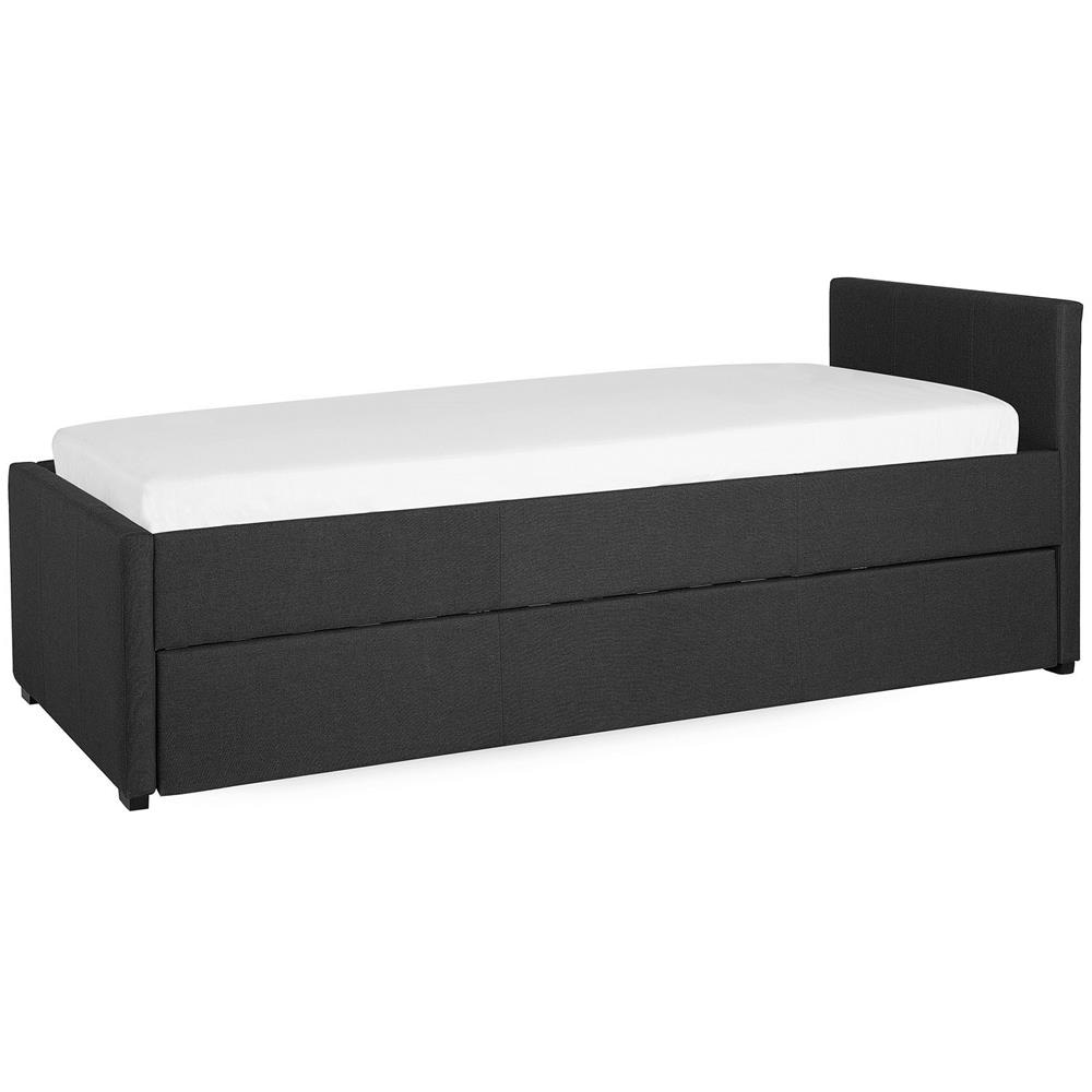 Letto Singolo Con Letto Estraibile In Tessuto Grigio Scuro 90x200 Cm Marmande - Foto 1