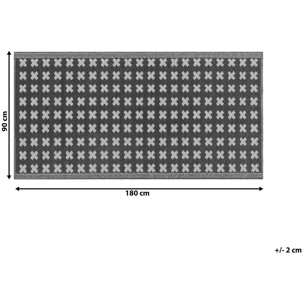 Tappeto Da Esterno Nero Con Motivo Geometrico 90 X 180 Cm Rohtak - Foto 2