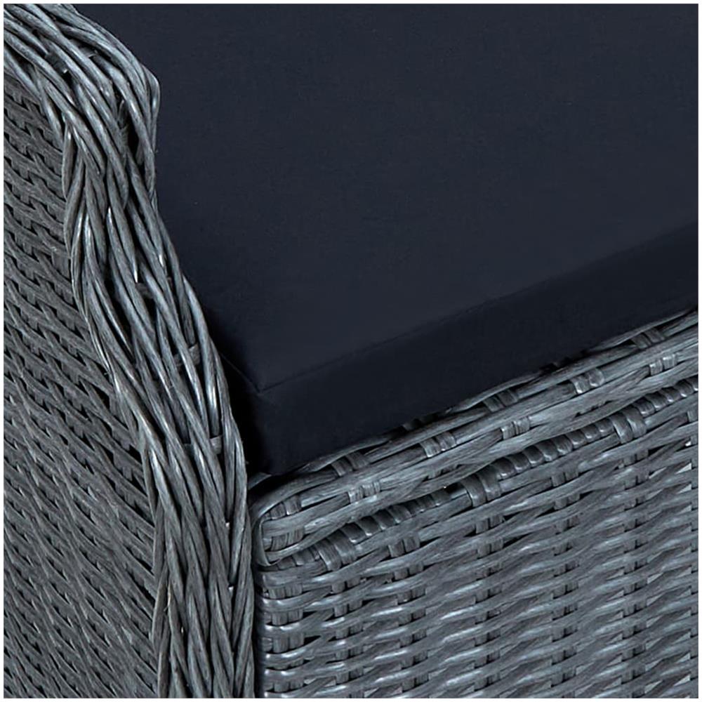 Sedia Da Giardino Reclinabile E Cuscino Polyrattan Grigio Scuro - Foto 2