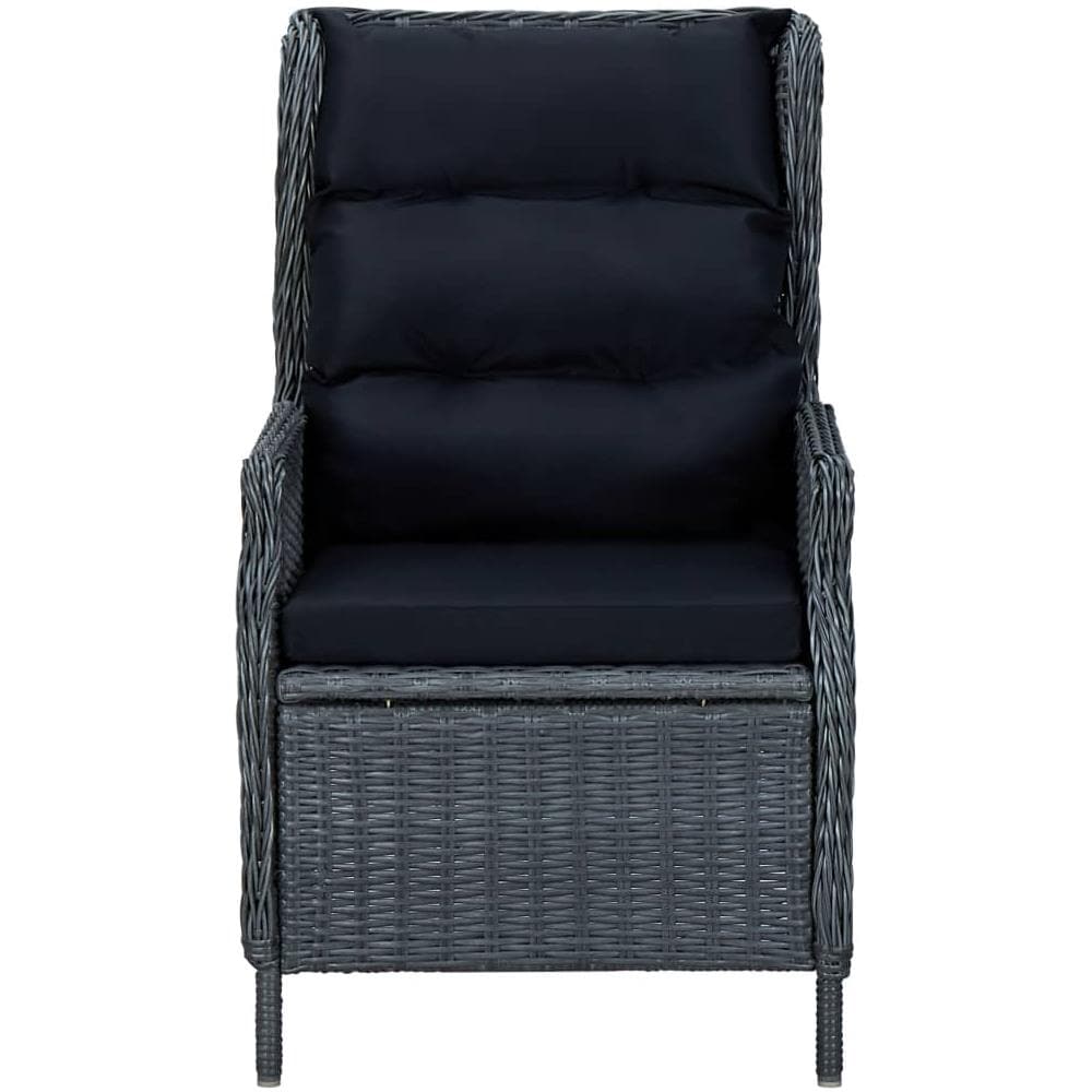 Sedia Da Giardino Reclinabile E Cuscino Polyrattan Grigio Scuro - Foto 3