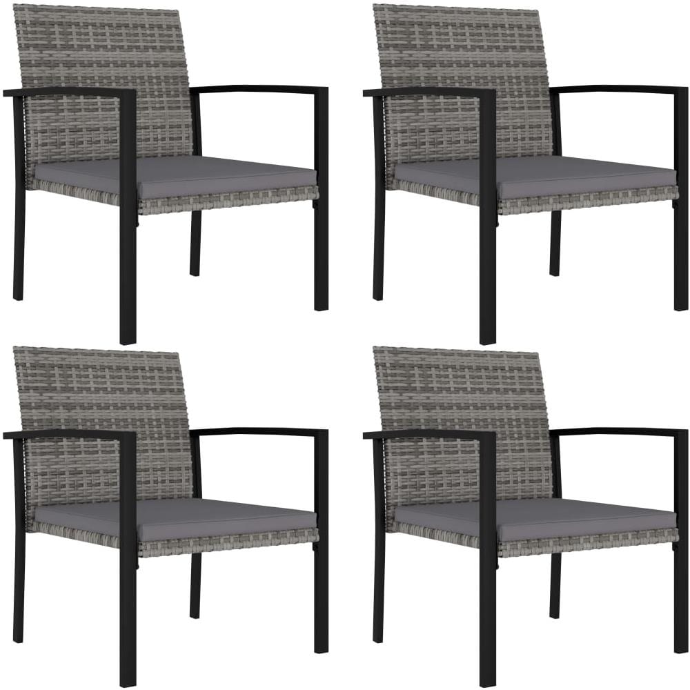 Sedie da Pranzo per Giardino 4 pz in Polyrattan Grigio - Foto 1