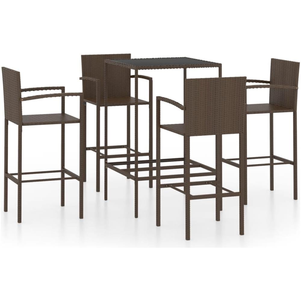 Set da Bar da Giardino 5 pz in Polyrattan Marrone - Foto 1