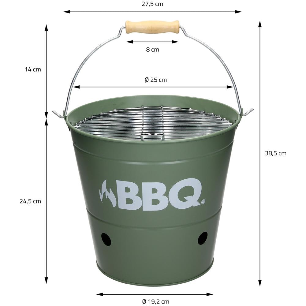 Grill Secchio Barbecue Con Griglia Bbq Giardino Picnic Campeggio Portatile Verde - Foto 7