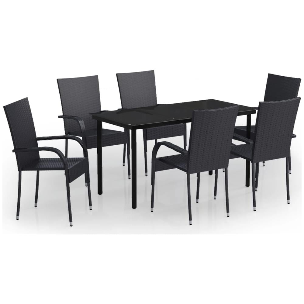 Set Mobili Da Pranzo Per Giardino 7 Pz Nero - Foto 2