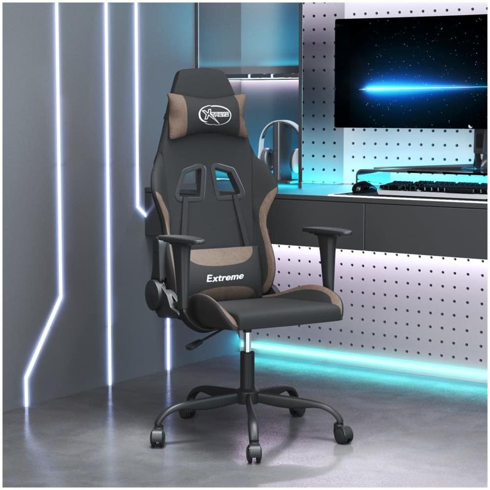 Sedia Da Gaming Nero E Tortora In Tessuto - Foto 1