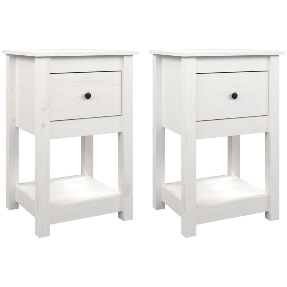 Comodini 2 Pz Bianca 40x35x61,5 Cm In Legno Massello Di Pino - Foto 2