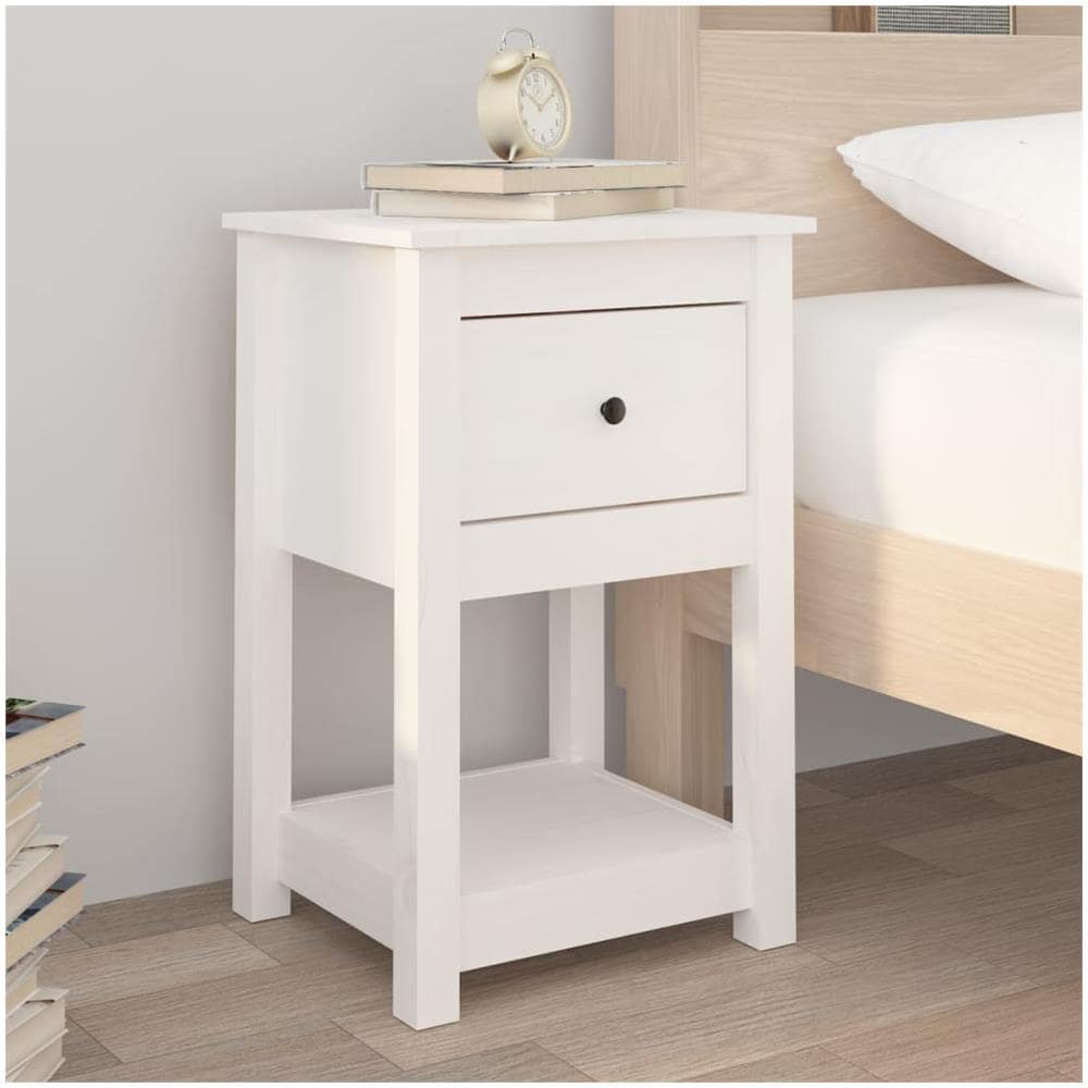 Comodini 2 Pz Bianca 40x35x61,5 Cm In Legno Massello Di Pino - Foto 3