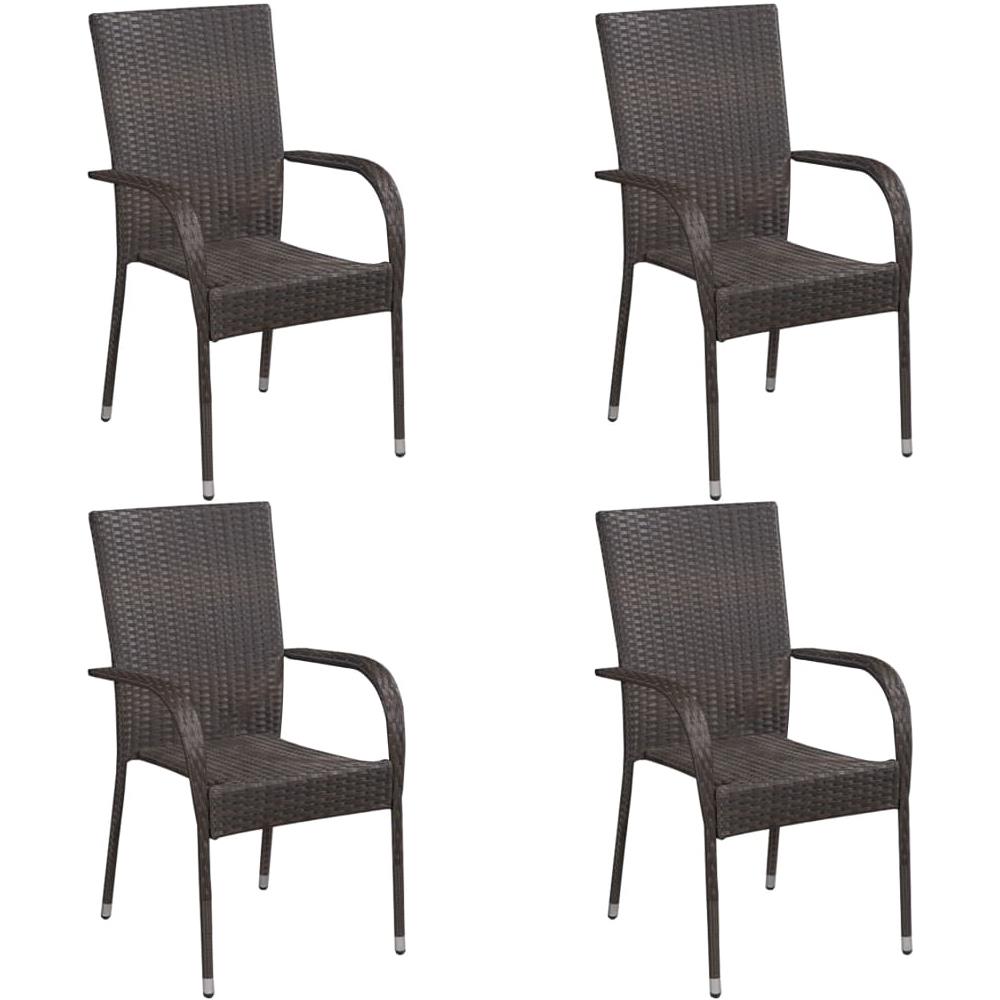 Set Da Pranzo Da Giardino 5 Pz Marrone In Polyrattan - Foto 3