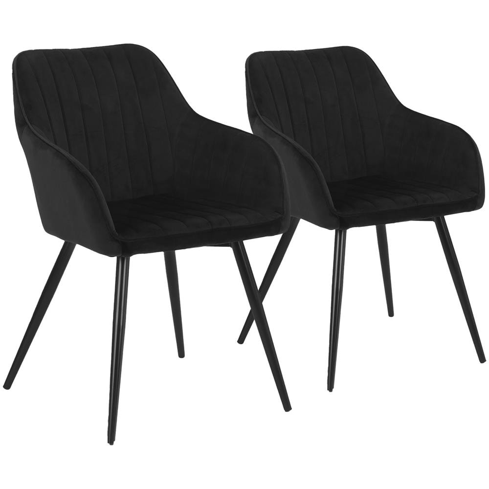Set Di 2 Sedie In Velluto Nero Bertille - Foto 1