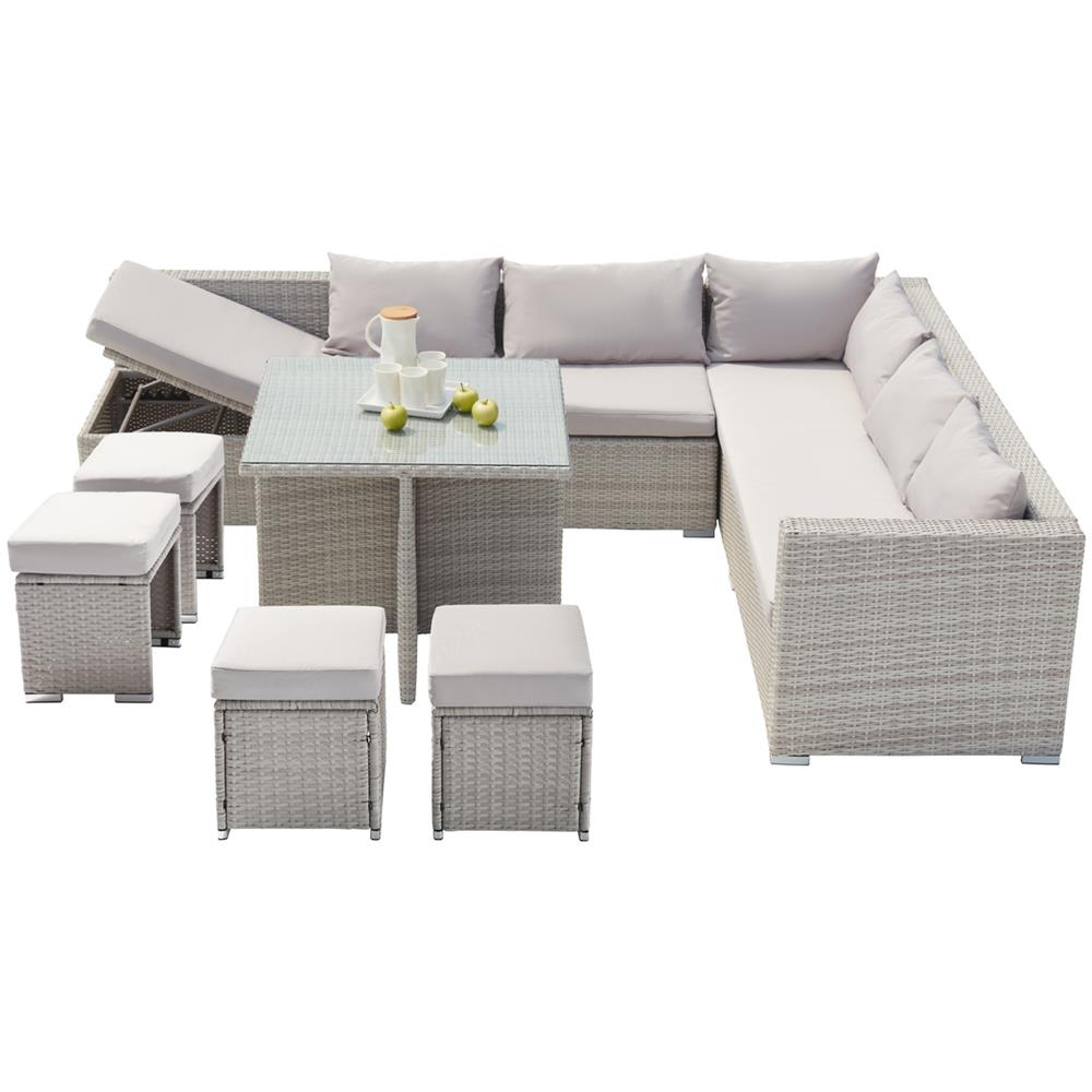 Set Di Mobili Da Giardino 10 Posti In Resina Grigio Samoa - Foto 1