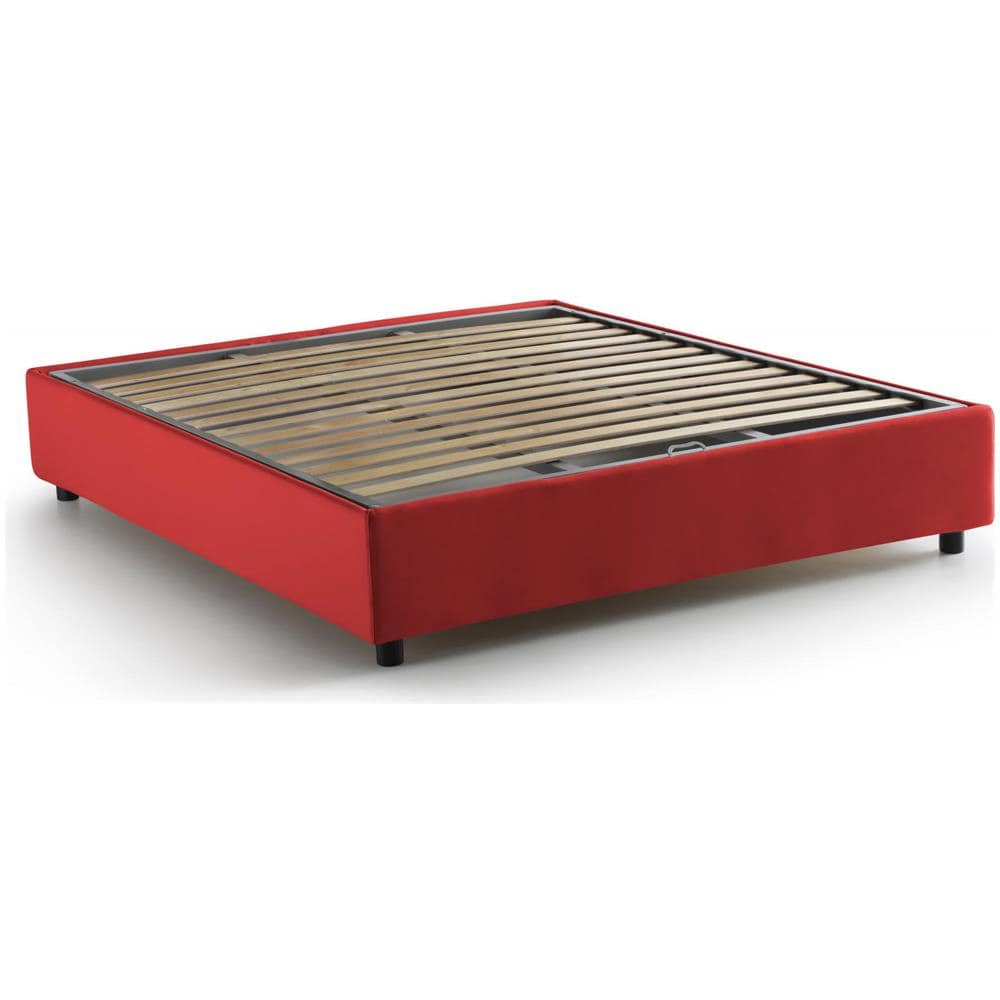 Letto Matrimoniale Dana, Letto Contenitore Con Rivestimento In Tessuto, 100% Made In Italy, Apertura Frontale, Con Materasso Cm 160x190 Incluso, Rosso - Foto 4