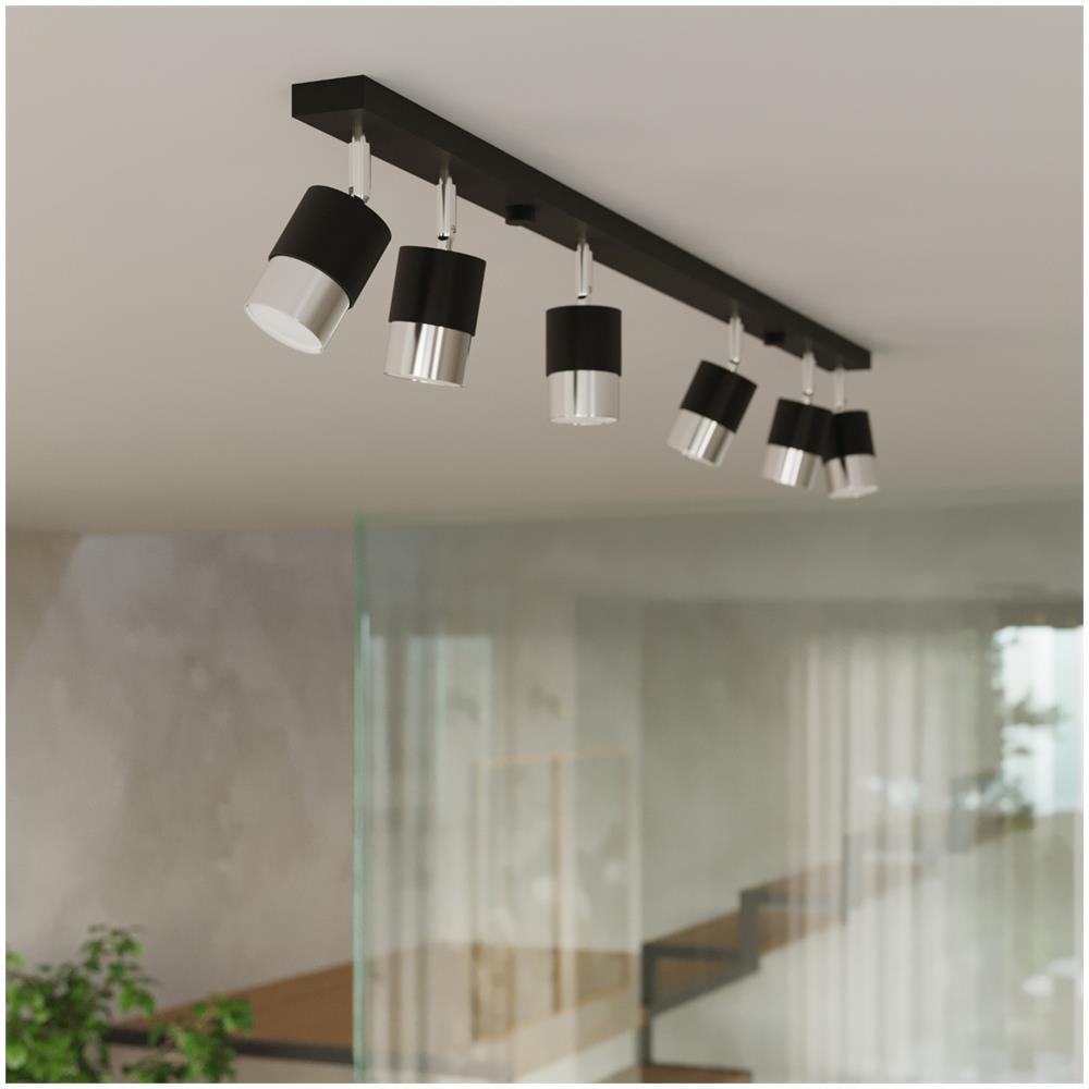 Sollux Lighting Lampada Da Soffitto Nero 3 Nero/cromo Sl.1066 - Moderno Lampade Da Soffitto Nero/cromato 18x45x5 Cm - Foto 1