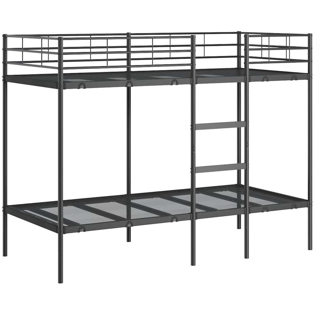 Letto a Castello senza Materasso Nero 100x190 cm in Acciaio - Foto 1