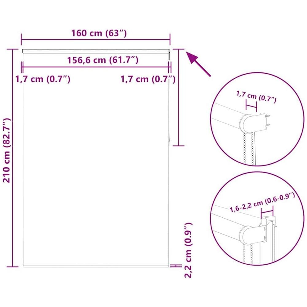 Tenda a Rullo Oscurante 160x210 cm Larghezza Tessuto 156,6 cm - Foto 10