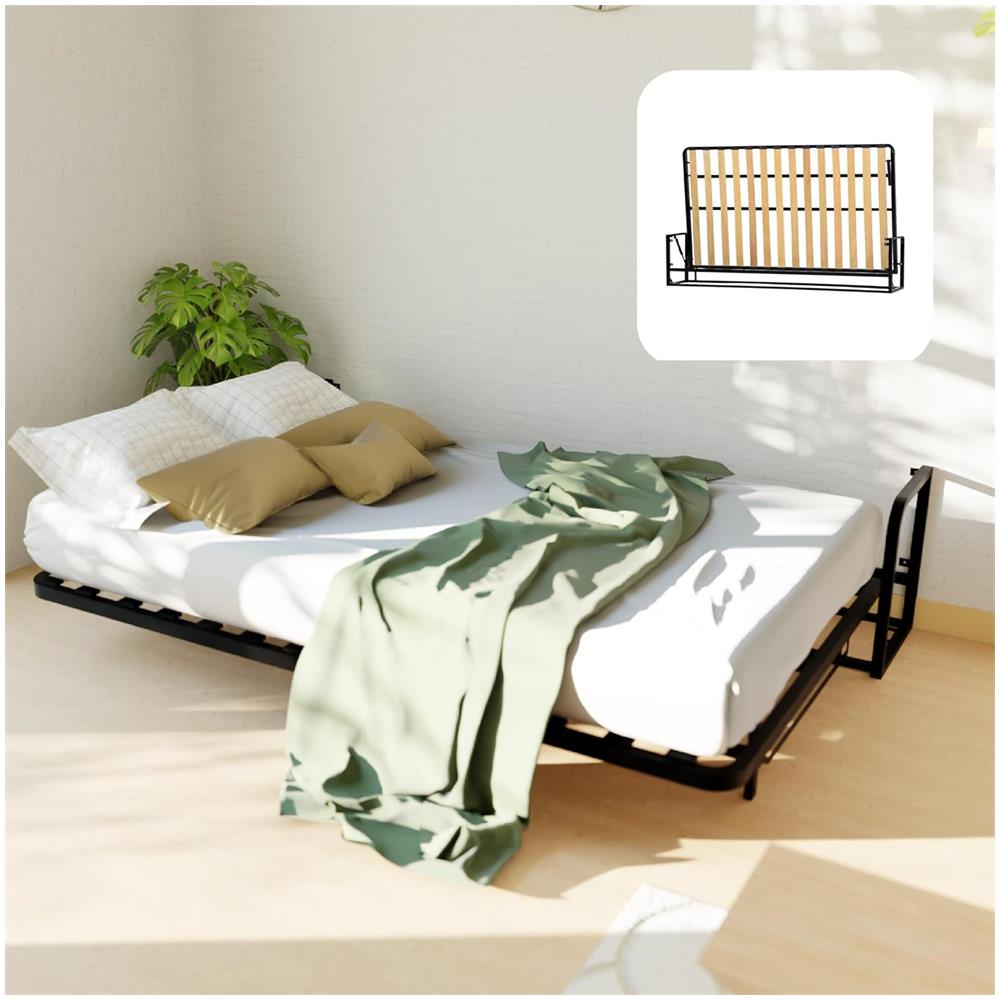 Letto a Scomparsa Orizzontale Classic 200 x 120 - Meccanismo a Pistone a Gas, Supporta fino a 300kg, Design Salva-spazio, Montaggio Facile, Compatibile con Materassi (Spessore Fino a 30cm) - Foto 1