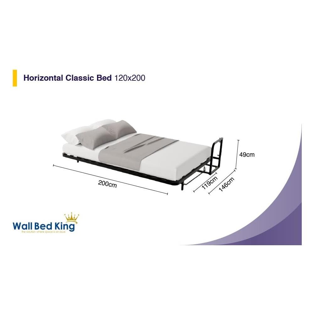 Letto a Scomparsa Orizzontale Classic 200 x 120 - Meccanismo a Pistone a Gas, Supporta fino a 300kg, Design Salva-spazio, Montaggio Facile, Compatibile con Materassi (Spessore Fino a 30cm) - Foto 2