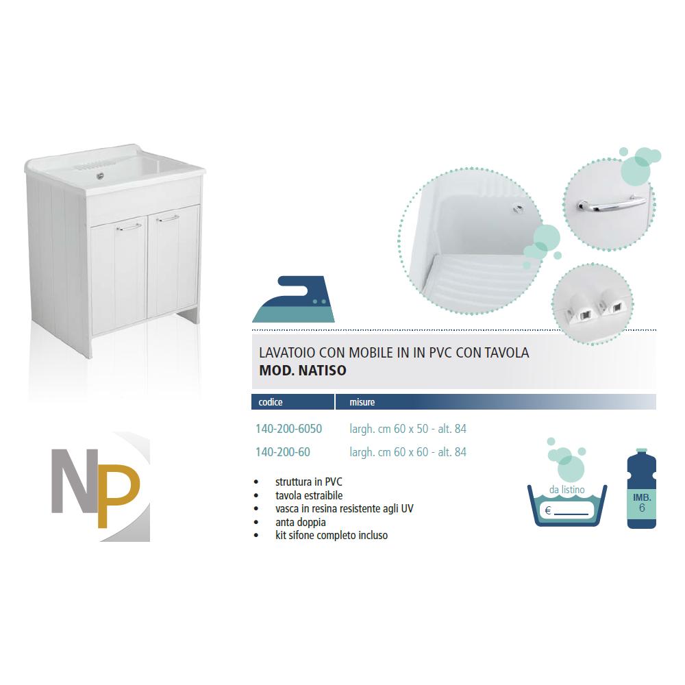 Lavatoio Con Mobile In Pvc Con Tavola L Cm 60 X P Cm 60 - Foto 2