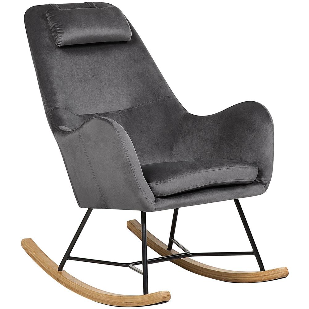 Sedia A Dondolo In Tessuto Grigio Scuro Arrie - Foto 1