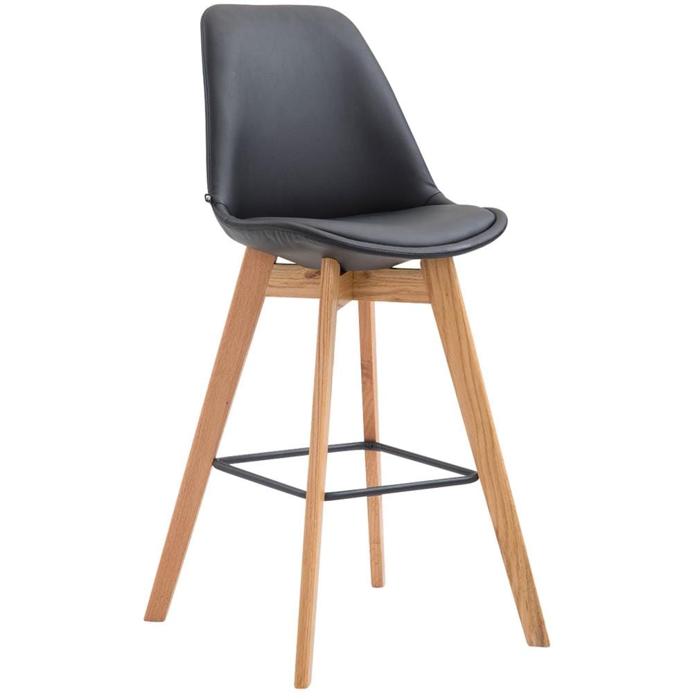 Sgabello Alto Metz in Similpelle I Sgabello Bancone 4 Gambe I Sgabello Cucina con Poggiapiedi Design Tulip I Sedia Scandinava Nero Natura - Foto 1