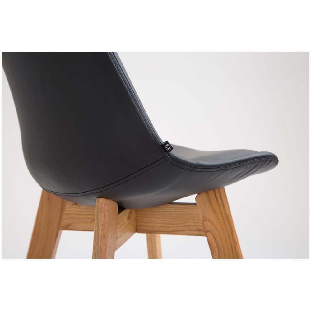 Sgabello Alto Metz in Similpelle I Sgabello Bancone 4 Gambe I Sgabello Cucina con Poggiapiedi Design Tulip I Sedia Scandinava Nero Natura - Foto 5
