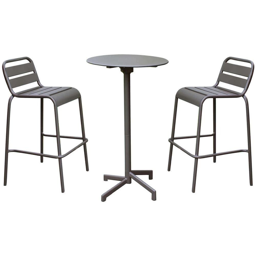Opera - Set Tavolo In Metallo Cm Ø 60 X 102 H Con 2 Sgabelle Opera - Foto 1