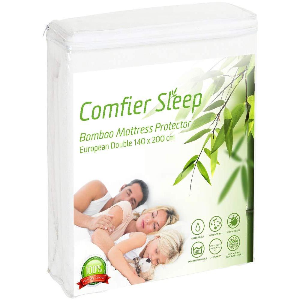Comfier Sonno Dimensioni Protezione Materasso Matrimoniale Ue Impermeabile (140 X 200 Cm) Di Bamb Anti Allergia Naturalmente Raffreddamento Traspirante E Non Rumoroso Per Profonda Doppia Ue Matrimoniale - Foto 1