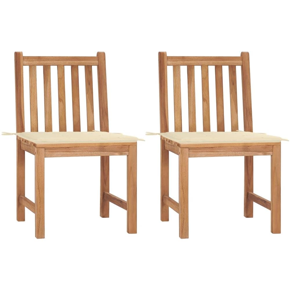 Sedie Da Giardino 2 Pz Con Cuscini In Legno Massello Di Teak - Foto 1
