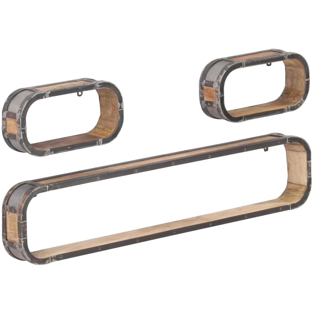 Set Mensole Da Parete 3 Pz In Legno Massello Di Mango - Foto 1