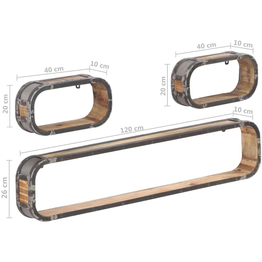 Set Mensole Da Parete 3 Pz In Legno Massello Di Mango - Foto 7