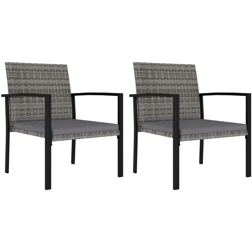 Sedie da Pranzo per Giardino 2 pz in Polyrattan Grigio - Foto 1