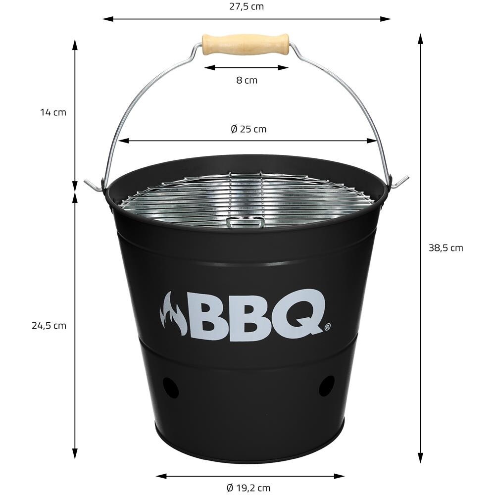 Grill Secchio Barbecue Con Griglia Bbq Giardino Picnic Campeggio Portatile Nero - Foto 7