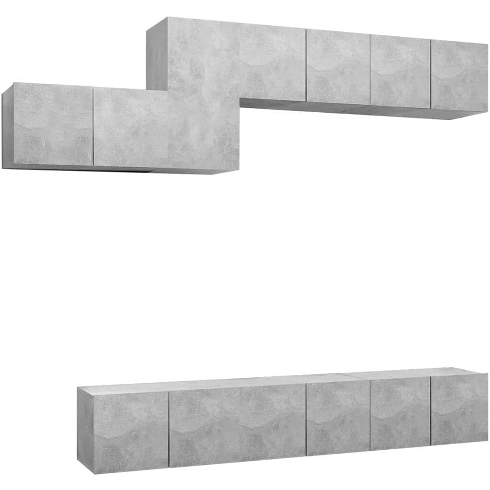 Set di Mobili Porta TV 7 pz Grigio Cemento in Legno Multistrato - Foto 1