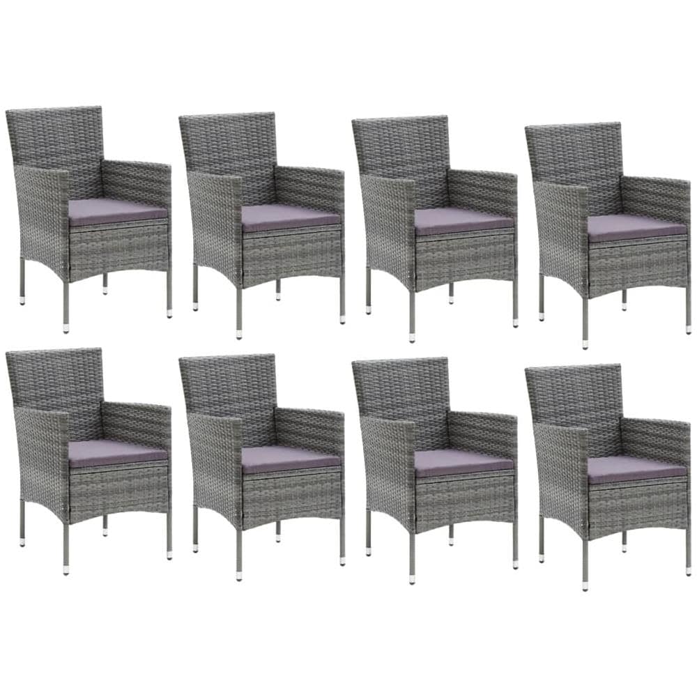 Set Pranzo Da Giardino 9 Pz Con Cuscini In Polyrattan Grigio - Foto 3