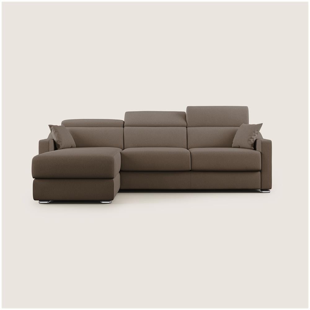 Amber Divano Letto Angolare In Tessuto Smacchiabile T05 Marrone 253 Cm Destro (mat. 120x197) - Foto 2