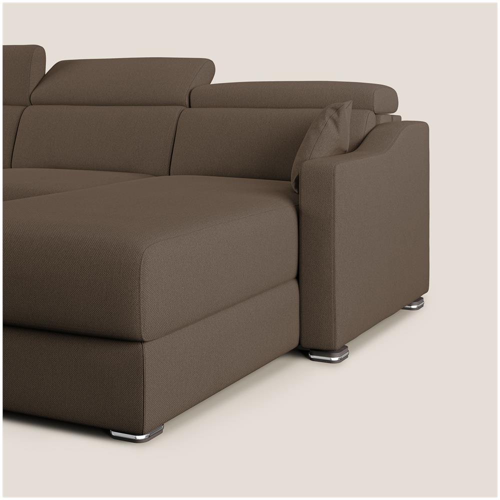 Amber Divano Letto Angolare In Tessuto Smacchiabile T05 Marrone 253 Cm Destro (mat. 120x197) - Foto 7