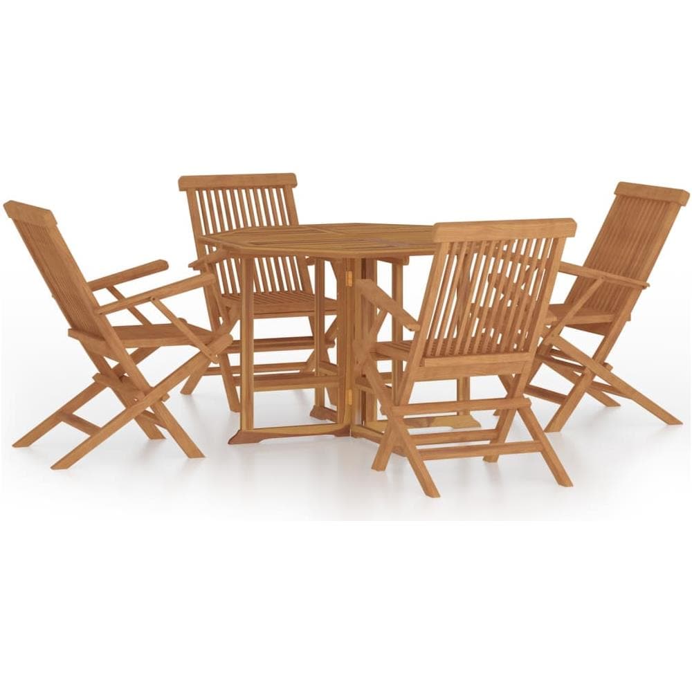 Set Da Pranzo Pieghevole Per Esterni 5pz Legno Massello Di Teak - Foto 1
