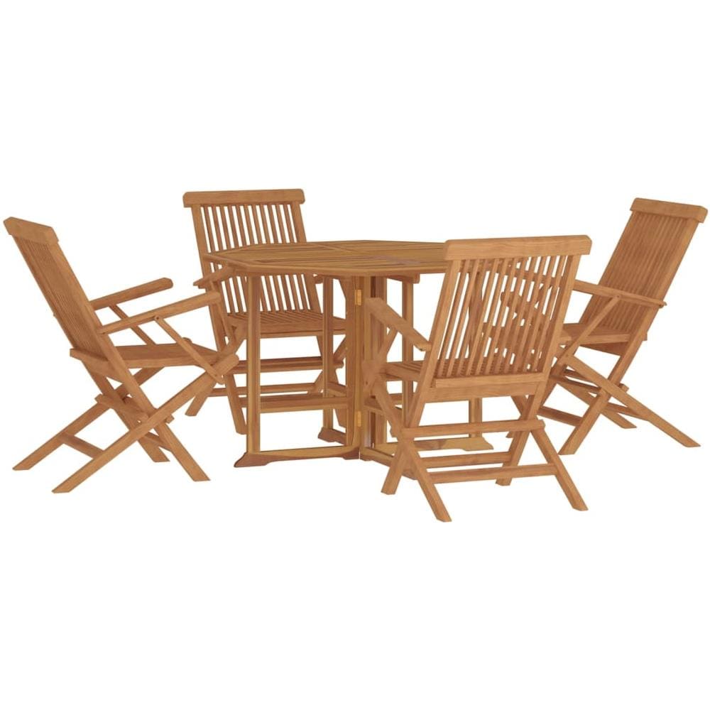 Set Da Pranzo Pieghevole Per Esterni 5pz Legno Massello Di Teak - Foto 2