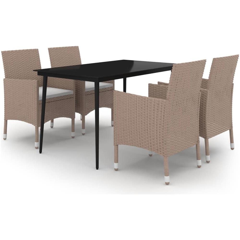 Set Da Pranzo Per Giardino 5 Pz Con Cuscini Polyrattan E Vetro - Foto 2
