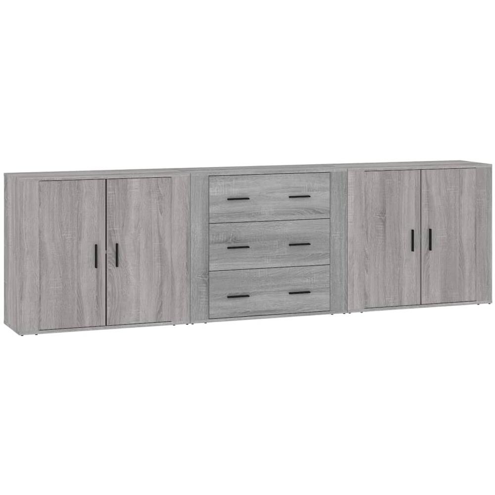 Credenze 3 Pz Grigio Sonoma In Legno Multistrato - Foto 2