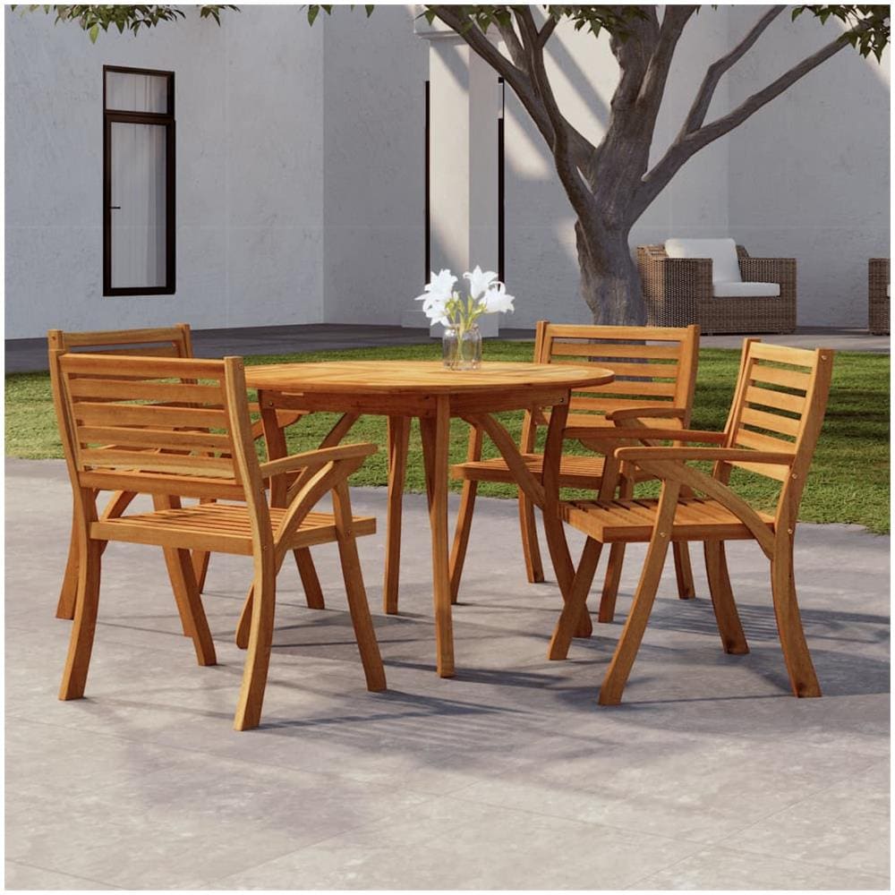Tavolo Da Giardino 110 Cm Legno Massello Di Acacia - Foto 1