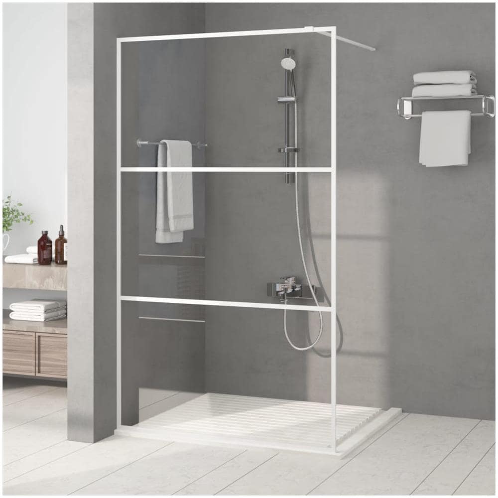 Parete Doccia Walk In Bianca 115x195 Cm Vetro Trasparente Esg - Foto 1
